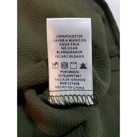 Sky Plus Womens Olive Button-Back 2X Blouse With Pocket & Shoulder Detail - Picture 8 of 14